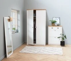 Armoire MARKSKEL 112x210 Blanc/chêne -Royal Oak || Basic Soldes Boutique 100355