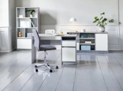 Bibliothèque BILLUND 1 Tiroir Blanc/coloris Béton -Royal Oak || Basic Soldes Boutique 100518