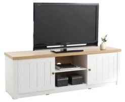 Meuble TV MARKSKEL Blanc/chêne -Royal Oak || Basic Soldes Boutique 106728