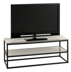 Meuble TV DOKKEDAL Béton/noir -Royal Oak || Basic Soldes Boutique 113725