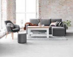 Table Basse MARKSKEL 60x110 Blanc/chêne -Royal Oak || Basic Soldes Boutique 115042 2