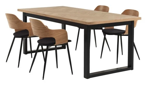 AGERSKOV L200 Table Chêne + 4 HVIDOVRE Chaises Chêne/noir 1 AGERSKOV L200 Table Chêne + 4 HVIDOVRE Chaises Chêne/noir