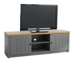 Meuble TV MARKSKEL Gris/chêne -Royal Oak || Basic Soldes Boutique 126658