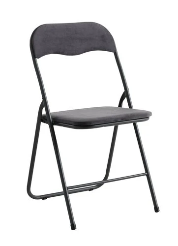 Chaise Pliante VOEL Velours Gris Foncé 1 Chaise Pliante VOEL Velours Gris Foncé
