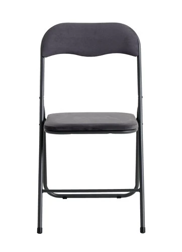 Chaise Pliante VOEL Velours Gris Foncé 2 Chaise Pliante VOEL Velours Gris Foncé – Image 2