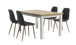 MARKSKEL L150/193 Table + 4 JONSTRUP Chaises Asphalte/chêne