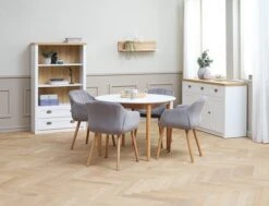 Table MARSTRAND Ø110/110x200 Blanc/naturel -Royal Oak || Basic Soldes Boutique 128725