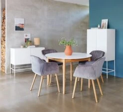 Table MARSTRAND Ø110/110x200 Blanc/naturel -Royal Oak || Basic Soldes Boutique 128732