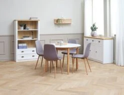 Table MARSTRAND Ø110/110x200 Blanc/naturel -Royal Oak || Basic Soldes Boutique 128738
