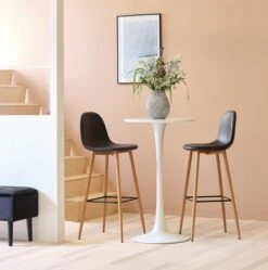 Chaise De Bar JONSTRUP Noir/coloris Chêne -Royal Oak || Basic Soldes Boutique 128794