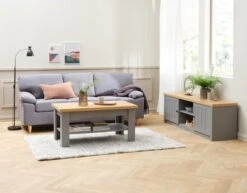 Table Basse MARKSKEL 60x110 Gris/chêne -Royal Oak || Basic Soldes Boutique 128800