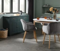 Table MARSTRAND Ø110/110x200 Blanc/naturel -Royal Oak || Basic Soldes Boutique 131881