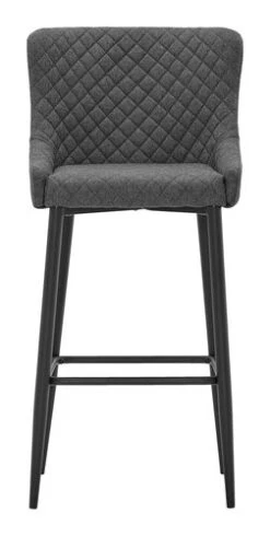 Chaise De Bar PEBRINGE Avec Dossier Tissu Gris/noir -Royal Oak || Basic Soldes Boutique 132677