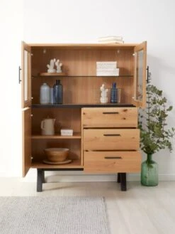 Royal Oak Vitrine SANDBY 3 Portes Chêne Naturel/noir -Royal Oak || Basic Soldes Boutique 132852