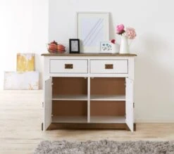 Buffet VILSTED 2 Portes Blanc/brun -Royal Oak || Basic Soldes Boutique 135050