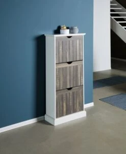 Meuble à Chaussures OLDEKROG 3 Compartiments Blanc/gris -Royal Oak || Basic Soldes Boutique 135237