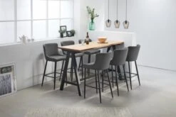 Chaise De Bar PEBRINGE Avec Dossier Tissu Gris/noir -Royal Oak || Basic Soldes Boutique 137292