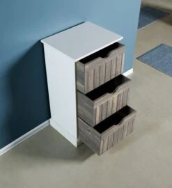 Commode ORLANDO 3 Tiroirs Blanc/gris -Royal Oak || Basic Soldes Boutique 137783