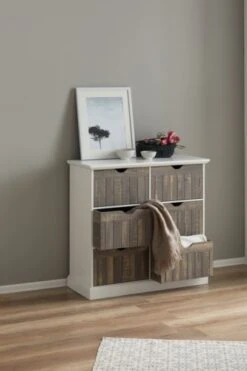 Commode OLDEKROG 6 Tiroirs Blanc/gris -Royal Oak || Basic Soldes Boutique 137791