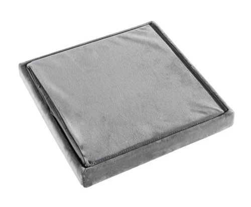 Pouf KALUM 38x38 A/rangement Velours Gris 2 Pouf KALUM 38x38 A/rangement Velours Gris â Image 2