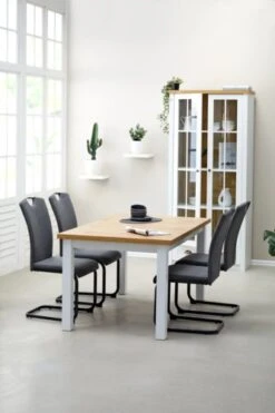 Table MARKSKEL 150x193 Blanc/coloris Chêne -Royal Oak || Basic Soldes Boutique 139170