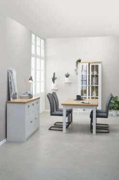 Table MARKSKEL 150x193 Blanc/coloris Chêne -Royal Oak || Basic Soldes Boutique 139172