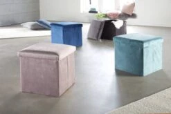 Pouf KALUM 38x38 A/rangement Velours Gris 11 Pouf KALUM 38x38 A/rangement Velours Gris -Royal Oak || Basic Soldes Boutique 147339