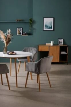 Chaise ADSLEV Velours Gris/naturel -Royal Oak || Basic Soldes Boutique 150597