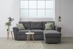 Canapé Convertible Avec Méridienne VEJLBY Tissu Gris Foncé -Royal Oak || Basic Soldes Boutique 157616