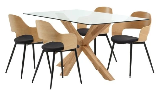 AGERBY L160 Table Chêne + 4 HVIDOVRE Chaises Chêne/noir 1 AGERBY L160 Table Chêne + 4 HVIDOVRE Chaises Chêne/noir