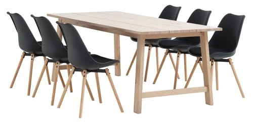GADESKOV L200 Table Chêne + 4 KASTRUP Chaises Noir/chêne 2 GADESKOV L200 Table Chêne + 4 KASTRUP Chaises Noir/chêne – Image 2