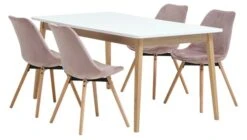 GAMMELGAB L160/200 Table + 4 KASTRUP Chaises Velours Rose