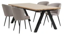SANDBY L210 Table Chêne Naturel + 4 RISSKOV Chaises Gris C.
