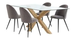AGERBY L160 Table ChĂȘne + 4 KOKKEDAL Chaises Velours Gris