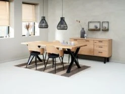 Royal Oak Buffet SANDBY 2 Portes + 3 Tiroirs Chêne Naturel/noir -Royal Oak || Basic Soldes Boutique 165166
