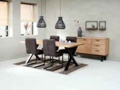 Royal Oak Buffet SANDBY 2 Portes + 3 Tiroirs Chêne Naturel/noir -Royal Oak || Basic Soldes Boutique 165167