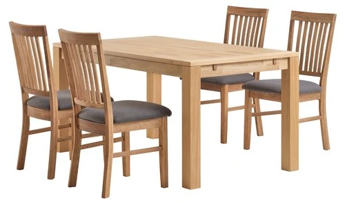 HAGE L150 Table Chêne + 4 HAGE Chaises Gris/chêne 1 HAGE L150 Table Chêne + 4 HAGE Chaises Gris/chêne