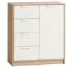 Commode 4 Tiroirs 1 Porte JENSLEV Chêne/blanc