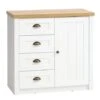 Commode 4 Tiroirs 1 Porte MARKSKEL Blanc/chêne