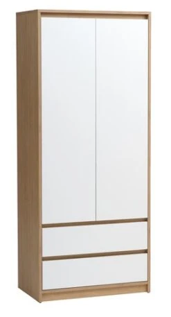 Armoire BILLUND 80x193 Blanc/chĂŞne