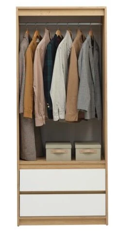 Armoire BILLUND 80x193 Blanc/chêne -Royal Oak || Basic Soldes Boutique 185896