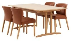 AALBORG L180/270 Table + 4 KULBY Chaises Brun/chĂȘne