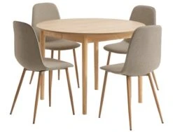 MARSTRAND Ø110 Table Chêne + 4 BISTRUP Chaises Sable
