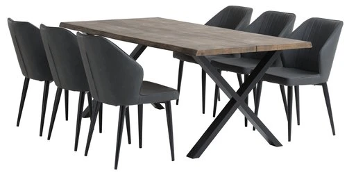 ROSKILDE L200 Table Chêne Foncé + 4 LUNDERSKOV Noir 2 ROSKILDE L200 Table Chêne Foncé + 4 LUNDERSKOV Noir – Image 2