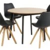 JEGIND Ø105 Table Chêne + 4 BLOKHUS Chaises Noir