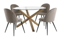 AGERBY Ø119 Table Chêne + 4 KOKKEDAL Chaises Velours Gris