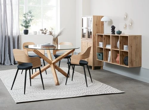 AGERBY Ø119 Table Chêne + 4 HVIDOVRE Chaises Chêne/noir 2 AGERBY Ø119 Table Chêne + 4 HVIDOVRE Chaises Chêne/noir – Image 2