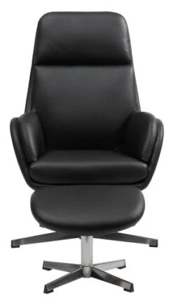 Fauteuil A/repose-pieds TANKEDAL Noir -Royal Oak || Basic Soldes Boutique 212352