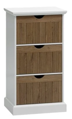 Commode 3 Tiroirs OLDEKROG Coloris ChĂȘne/blanc