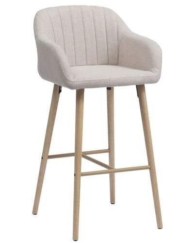 Chaise De Bar ADSLEV Tissu Beige/chêne